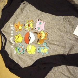 Pokemon large gray with black sleeve
